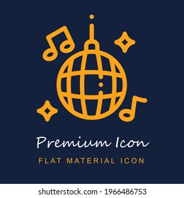 Disco Ball premium material ui ux isolated vector icon in navy blue and orange colors