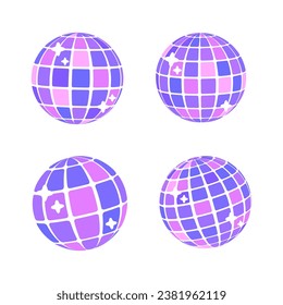 Disco ball. Reflections in the night club A party with music playing. Vector Illustration.