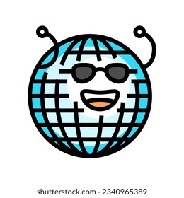 disco ball retro music character color icon vector. disco ball retro music character sign. isolated symbol illustration