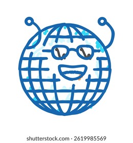 disco ball retro music character doodle icon sketch vector. disco ball retro music character sign. isolated symbol illustration