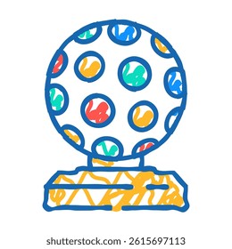 disco ball retro music doodle icon sketch vector. disco ball retro music sign. isolated symbol illustration