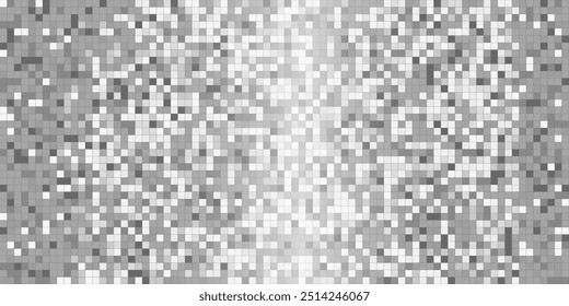 Disco ball silver gray mosaic pattern, shiny background. Metallic sequin foil or mirror backdrop. Abstract halftone wallpaper.