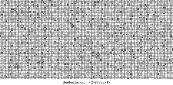 Disco ball silver pattern. Grey square mosaic backdrop. Night club metallic background with mirror foil texture. Vector illustration of vintage abstract shining grayscale halftone wallpaper.