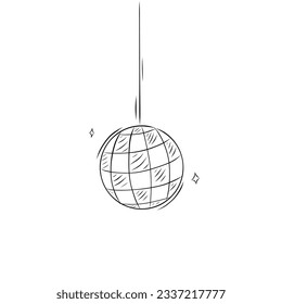 Disco Ball Simple Vector Illustration in Doodle Style