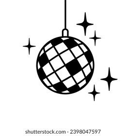 Disco ball. Single flat icon on white background. Vector illustration.