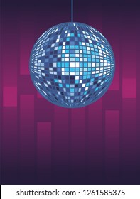 Disco ball stage over purple background