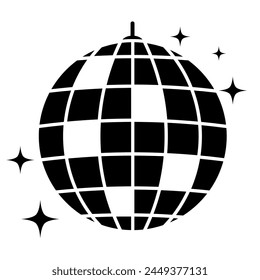 Disco ball with stars icon, disco ball sign – stock vector