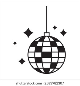 Disco ball with stars icon, disco ball sign – stock vector
