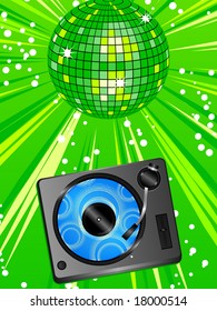 Disco ball and turntable vector illustration