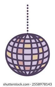 Disco ball, vector color illustration, discotheque, night club shiny sphere