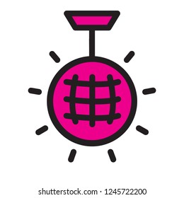 Disco ball vector icon with bright rays, night party. Disco, dance, nightlife club. Party celebration birthday holidays event carnival festive.