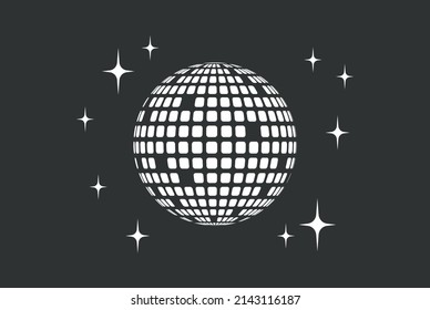 Disco ball Vector icon. Party. Dj. Night Club. Mirror glitter disco ball.