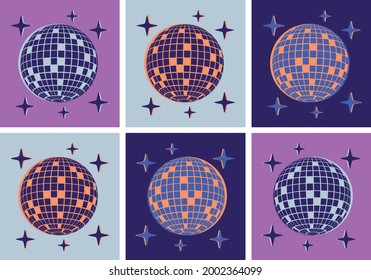 Disco ball Vector icon Pop Art Style. Disco Party Template.