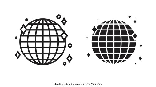 Disco ball vector icon in solid and outline style