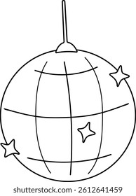 Disco ball vector illustration perfect for coloring books and party decorations. This hand-drawn design works equally well for adult relaxation and children's activities