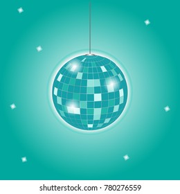 disco ball vector isolated object. blue disco ball