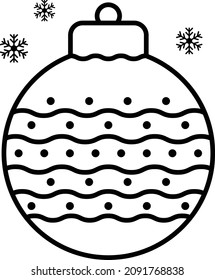 Disco Ball Vector Line Icon Design, Winter Season activities Symbol, Coldest Weather Sign, Snow and frost Stock Illustration, Christmas ornaments and baubles Concept, 