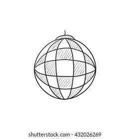 Disco ball vector sketch icon isolated on background. Hand drawn Disco ball icon. Disco ball sketch icon for infographic, website or app.