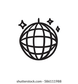 Disco Ball Vector Sketch Icon Isolated On Background. Hand Drawn Disco Ball Icon. Disco Ball Sketch Icon For Infographic, Website Or App.