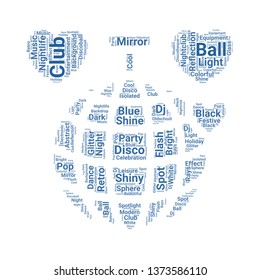 disco ball word cloud. tag cloud about disco ball