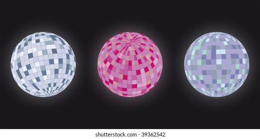 Disco balls, different perspectives and color spectrum