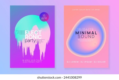Disco Banner. Bright Electronic Fest. Indie Glitch For Presentation. Electro And Show Template. Memphis Background For Brochure Shape. Pink And Blue Disco Banner