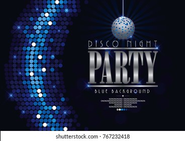 Disco Banner Celebrating Night Party Background. Retro Vinyl Disc On Bright Lights Backdrop.