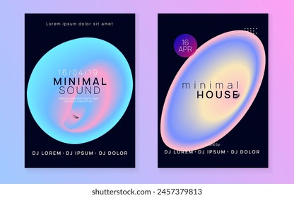 Disco Banner. Holiday Background For Magazine Shape. Trendy Glitch For Invitation. Trance And Carnival Layout. Wavy Electronic Fest. Pink And Blue Disco Banner