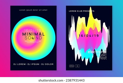 Disco Banner. Jazz Effect For Invitation. Club And Show Concept. Indie House Flyer. Holiday Pattern For Presentation Template. Pink And Blue Disco Banner