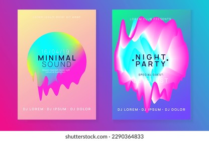 Disco Banner. Memphis Background For Presentation Template. Cool Glitch For Magazine. Linear Electronic Flyer. Club And Discotheque Shape. Blue And Purple Disco Banner