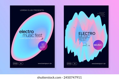 Disco Banner. Modern Dance Party. Creative Pattern For Set Layout. Trendy Art For Brochure. Electronic And Discotheque Concept. Pink And Blue Disco Banner