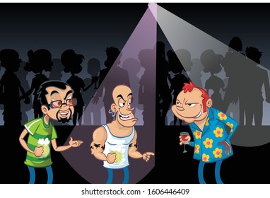 Disco bar fun night club dance cartoon
