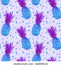 disco blue low poly iced pineapple pattern