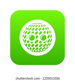 Disco button icon green vector isolated on white background