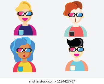 disco characters with 3D glasses 
