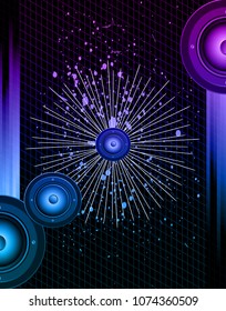 Disco club flayer with colorful elements. Ideal for poster and music background.