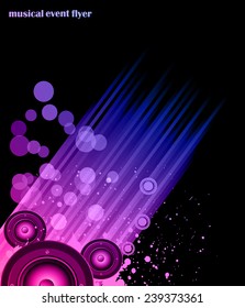 Disco club flayer with colorful elements. Ideal for poster and music background. 