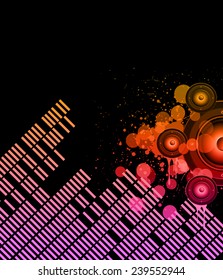 Disco club flayer with colorful elements. Ideal for poster and music background.