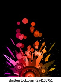 Disco club flayer with colorful elements. Ideal for poster and music background. 