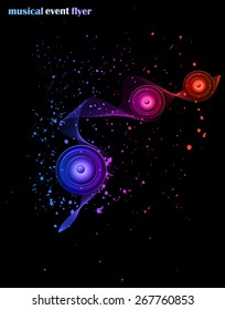 Disco club flayer with colorful elements. Ideal for poster and music background.