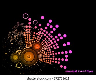 Disco club flayer with colorful elements. Ideal for poster and music background.