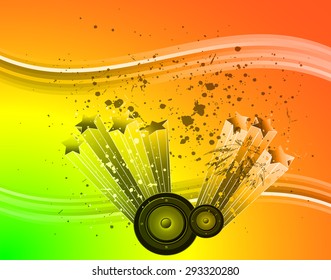Disco club flayer with colorful elements. Ideal for poster and music background.