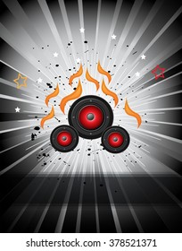 Disco club flayer with colorful elements. Ideal for poster and music background.