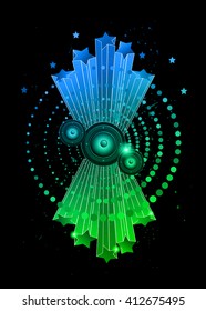 Disco club flayer with colorful elements. Ideal for poster and music background.