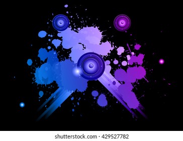 Disco club flayer with colorful elements. Ideal for poster and music background.