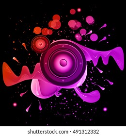 Disco club flayer with colorful elements. Ideal for poster and music background.
