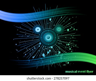 Disco club flyer with colorful elements. Ideal for poster and music background.