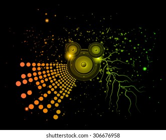 Disco club flyer with colorful elements. Ideal for poster and music background.