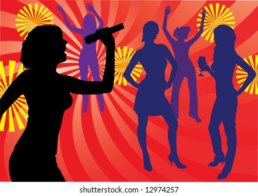 Disco in club, vector