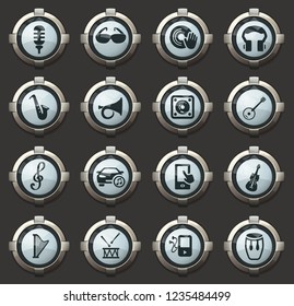 Disco Or Club vector icons in the stylish round buttons for mobile applications and web